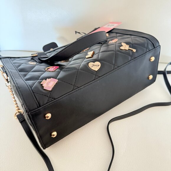 NWT JUICY COUTURE JUICY GIRL ONLY TOTE CROSSBODY BAG W CHARM BLACK - Picture 6 of 7